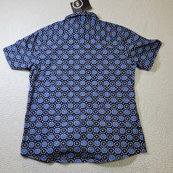 Reverse Threads Shirt Men's XL Blue Geometric Button Up Short Sleeve NWT - Picture 7 of 12